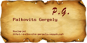 Palkovits Gergely névjegykártya